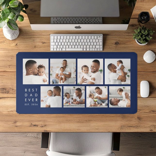 Modern Photo Collage Best Dad Ever Desk Mat (Modern Photo Collage Best Dad Ever Desk Mat)