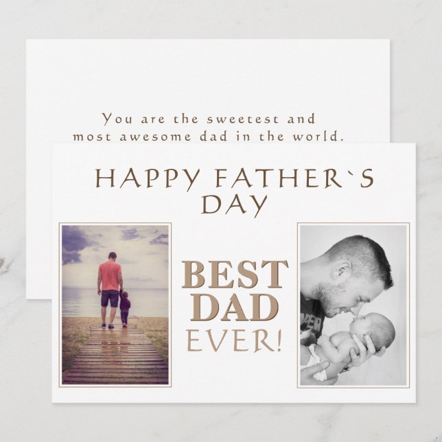 Modern Photo Collage Best Dad Ever Father`s Day Ca Card (Front/Back)