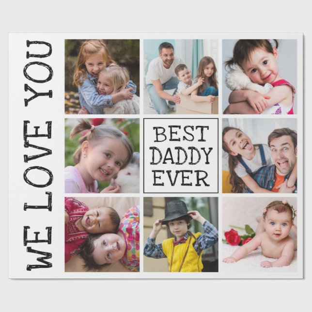 Modern Photo Collage  |  Best Daddy Ever Wrapping Paper (Flat)