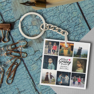 Modern Photo Collage Best Granny Ever Grandma Gift Key Ring