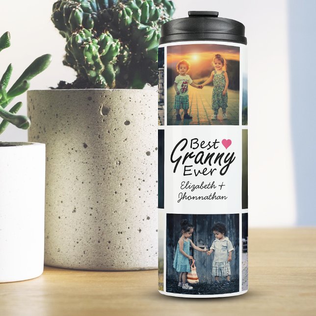 Modern Photo Collage Best Granny Ever Grandma Gift Thermal Tumbler (Creator Uploaded)