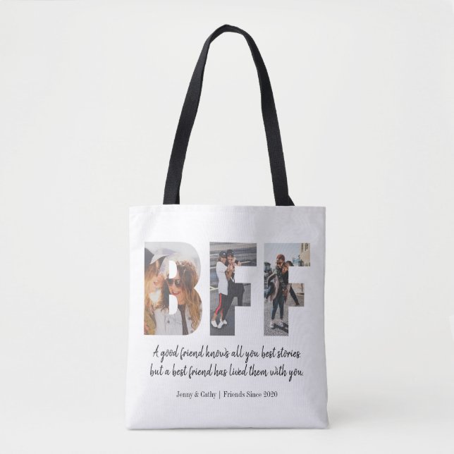 Modern Photo Collage BFF Best Friend Besties Chic Tote Bag (Front)
