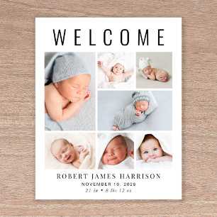 Modern Photo Collage Birth Announcement
