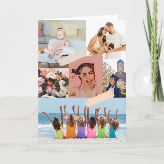 Modern photo collage birthday card (Front)