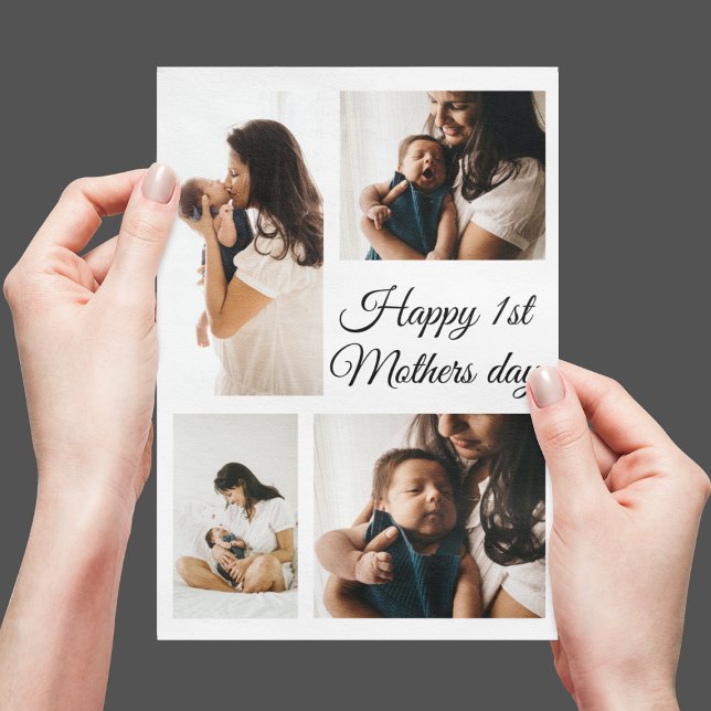 Modern Photo collage | Black And White Mothers Day Holiday Card (Creator Uploaded)