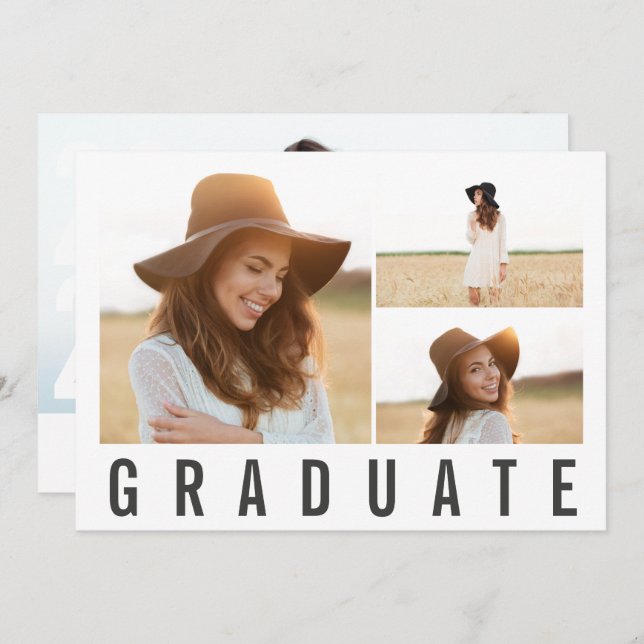 modern photo collage bold graphic graduate announc announcement (Front/Back)