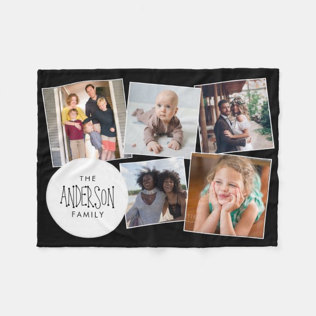 Modern Photo Collage Chic Family Friends Keepsake Fleece Blanket (Front (Horizontal))