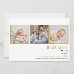 Modern Photo Collage Christmas Birth Announcement