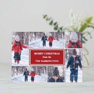 Modern Photo Collage Christmas  Foil Holiday Card