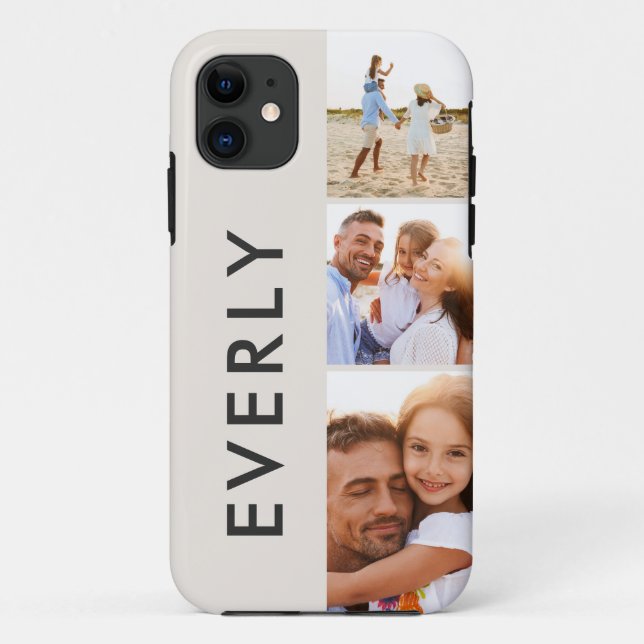 Modern photo collage cream initial monogram Case-Mate iPhone case (Back)