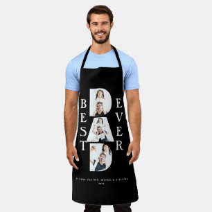 Modern Photo Collage Dad Typography Simple Black Apron