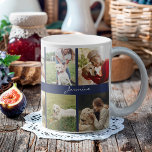 Modern Photo Collage Dog Navy Blue Coffee Mug<br><div class="desc">Celebrate your furbaby with this photo collage mug.</div>