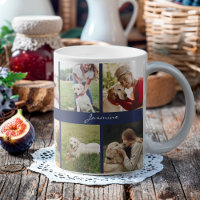 Modern Photo Collage Dog Navy Blue
