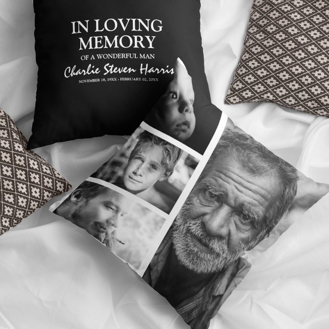 Modern Photo Collage Double Sided In Loving Memory Cushion (Creator Uploaded)