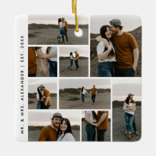 Modern Photo Collage Editable Colour Ceramic Ornament