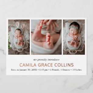 Modern Photo Collage Elegant Birth Announcement