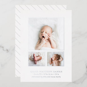 Modern Photo Collage Elegant Birth Announcement