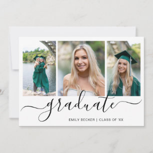 Modern Photo Collage Elegant Graduation Announcement