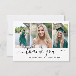 Modern Photo Collage Elegant Graduation Thank You Card