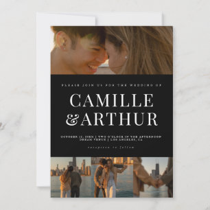 Modern Photo Collage Elegant Stylish Wedding  Invitation