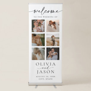 Modern Photo Collage Elegant Wedding Welcome Retractable Banner