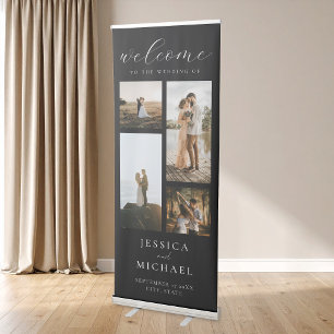 Modern Photo Collage Elegant Wedding Welcome Retractable Banner
