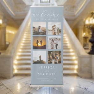 Modern Photo Collage Elegant Wedding Welcome Retractable Banner