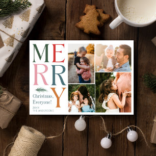 Modern Photo Collage Family Christmas Holiday Card