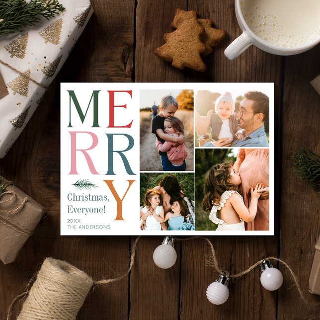 Modern Photo Collage Family Christmas Holiday Card (Modern Photo Collage Family Christmas Holiday)