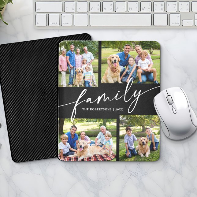 Modern Photo Collage Family Script Keepsake Mouse Mat (Creator Uploaded)