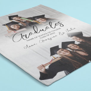 Modern Photo Collage Friends Graduation Fleece Blanket