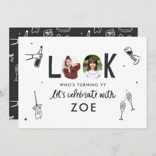 Modern Photo Collage Fun Hand-Drawn Birthday Invitation