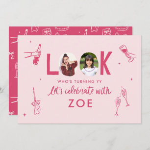 Modern Photo Collage Fun Hand-Drawn Birthday Invitation