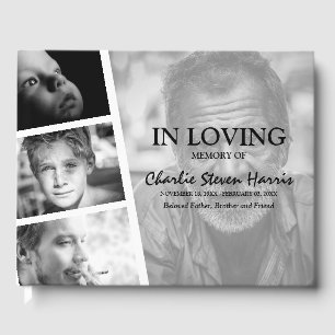 Modern Photo Collage Funeral Guest Book