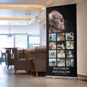 Modern Photo Collage Funeral Remembrance Retractable Banner