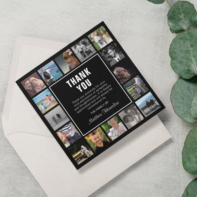 Modern Photo Collage Funeral Sympathy Thank You Card (Creator Uploaded)