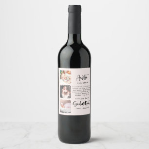 Modern Photo Collage Godmother Proposal Wine Label