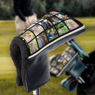 Modern photo collage golfer monogram personalised golf head cover