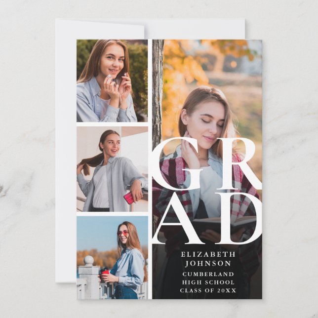 Modern Photo Collage Graduation Announcement (Front)