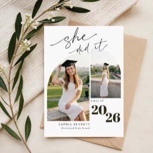 Modern Photo Collage Graduation Announcement Postcard