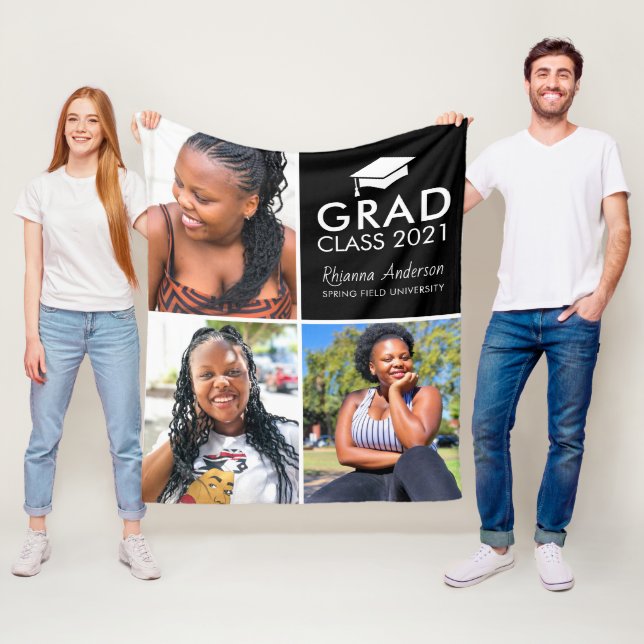 Modern Photo Collage Graduation Keepsake Graduate Fleece Blanket (In Situ)