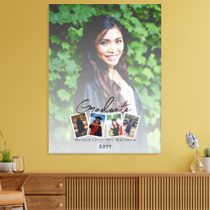 Modern Photo Collage Graduation Keepsake   White Canvas Print