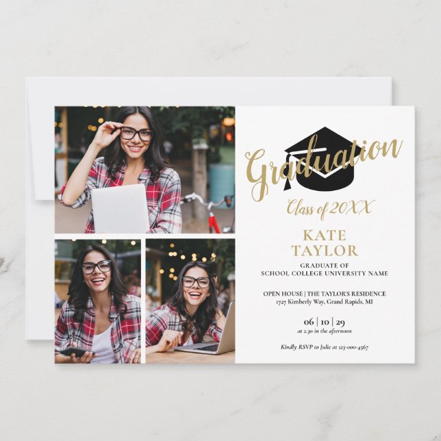Modern Photo Collage Graduation Party Invitation (Front)