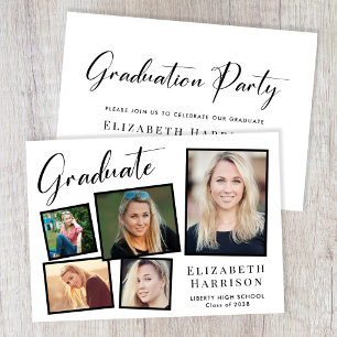 Modern Photo Collage Graduation Party Invitation