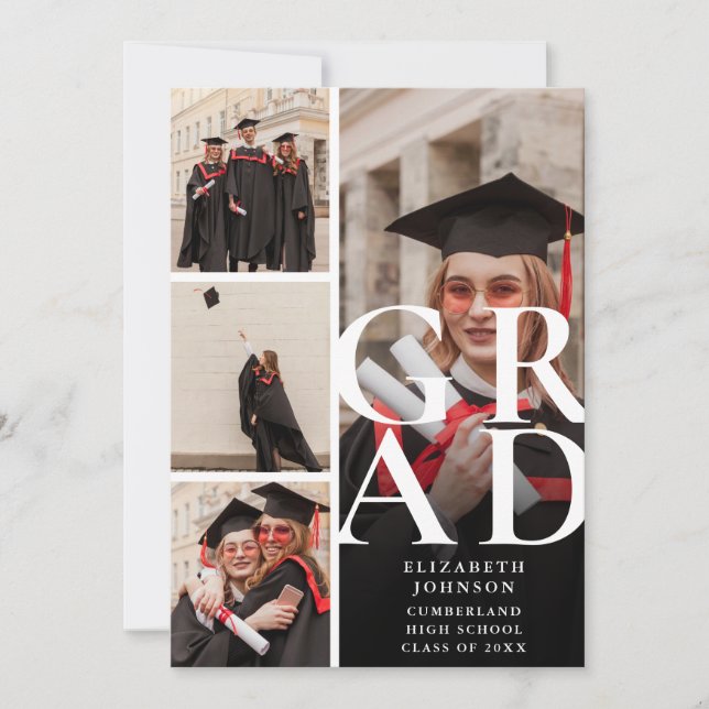 Modern Photo Collage Graduation Party Invitation (Front)