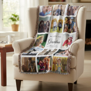 Modern Photo Collage Grandma Nana Family Instagram Throw Blanket