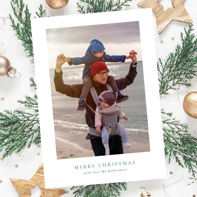 modern photo collage green merry christmas happy holiday card (Creator Uploaded)