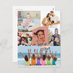 Modern photo collage Happy belated birthday card