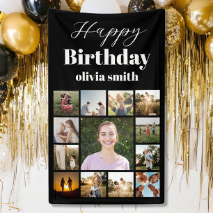 Modern Photo Collage Happy Birthday Banner
