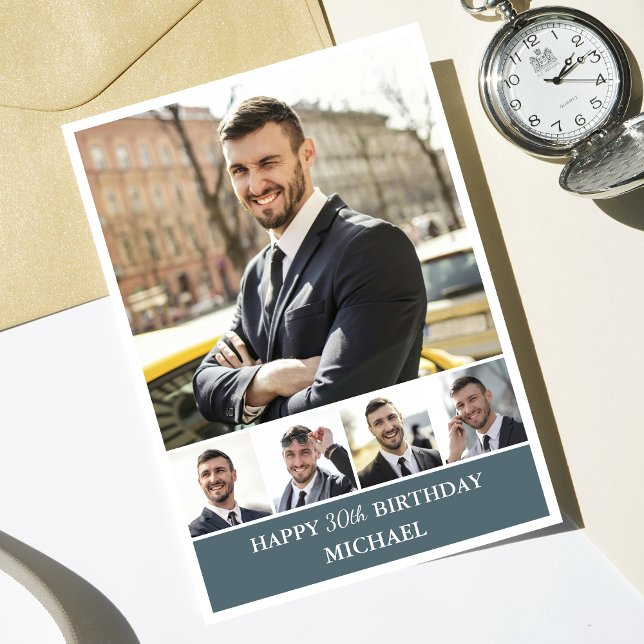 Modern Photo Collage Husband | Boyfriend Birthday Card (Create a heartfelt keepsake with our personalized collage birthday card, perfect for your husband!)